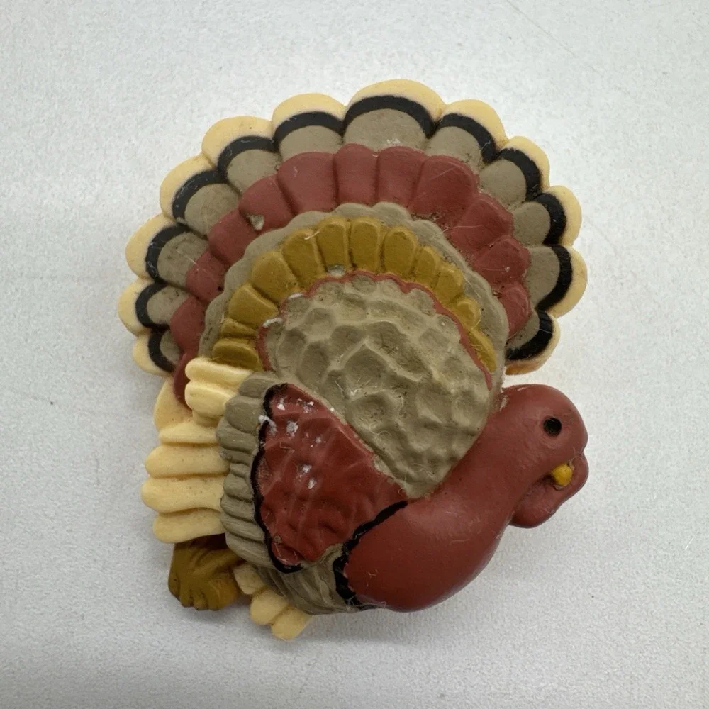 Vintage Hallmark 1980's Thanksgiving Turkey Brooch Pin